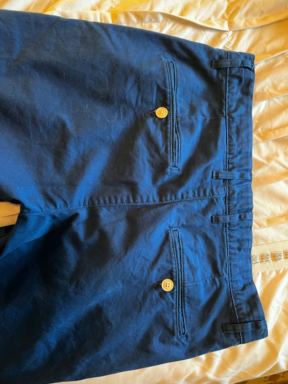 H&M Navy Blue and Beige Chinos with Contrast Trim